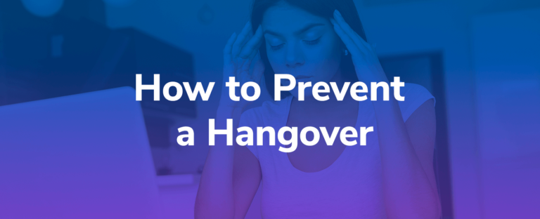 Woman searching the web for ways to prevent a hangover