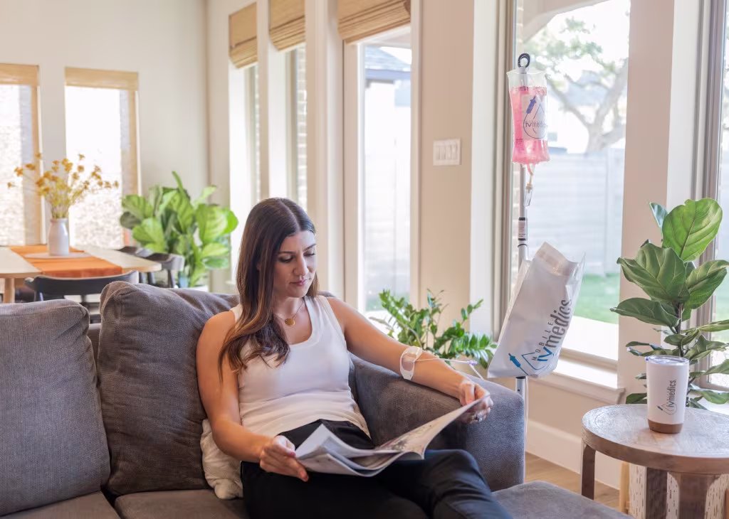 Choose a comfortable place to sit before your IV appointment.