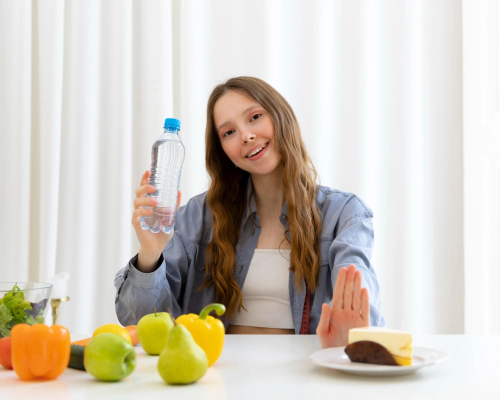 Drinking water to prevent dehydration after flying
